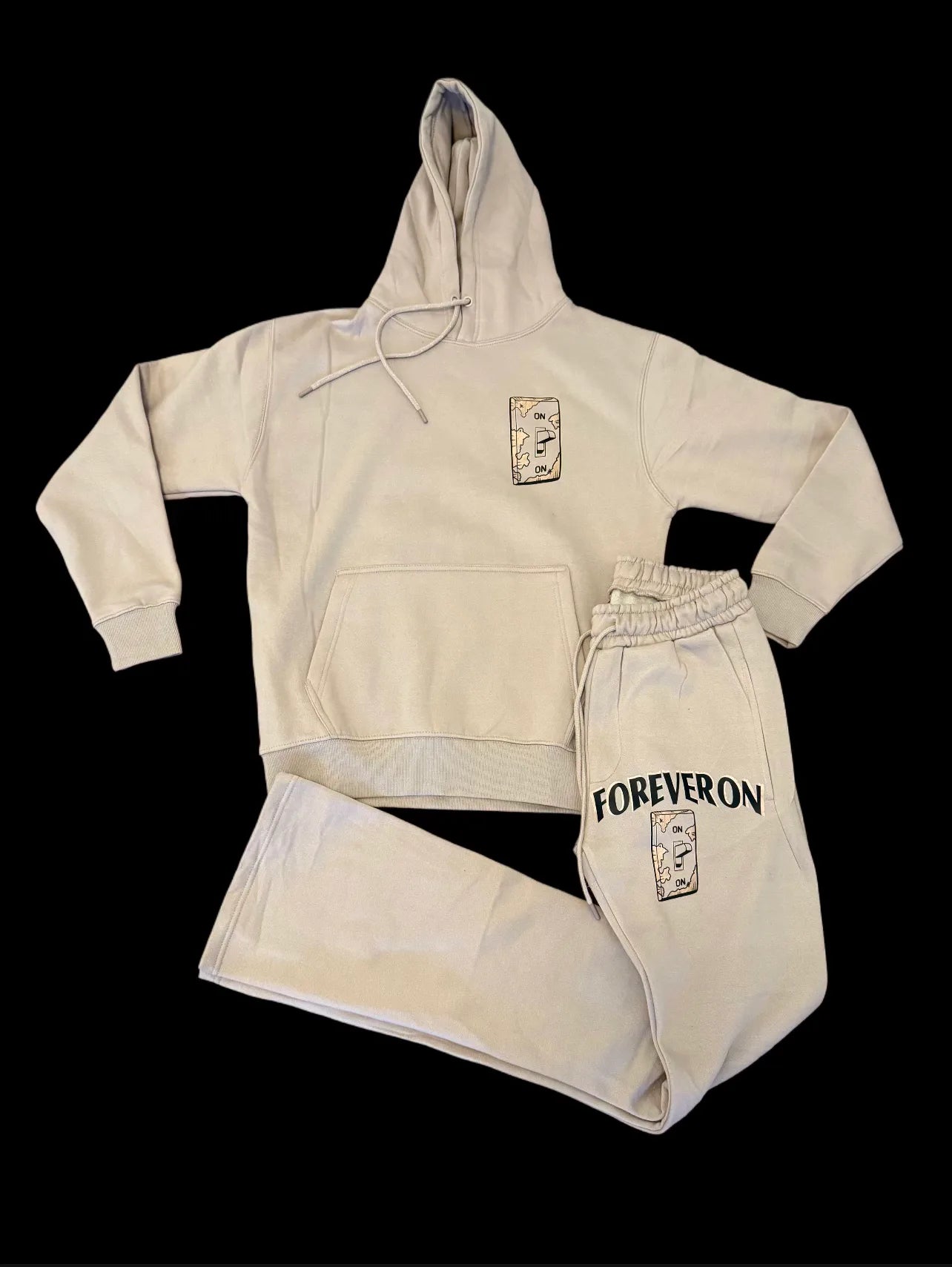 FOREVER ON Cream Hoodie & Sweatpants Set