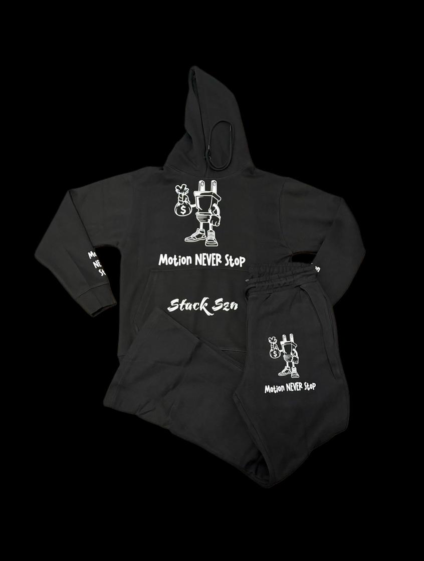 Motion NEVER Stop Stack Szn Black Sweatshirt & Sweatpants Set