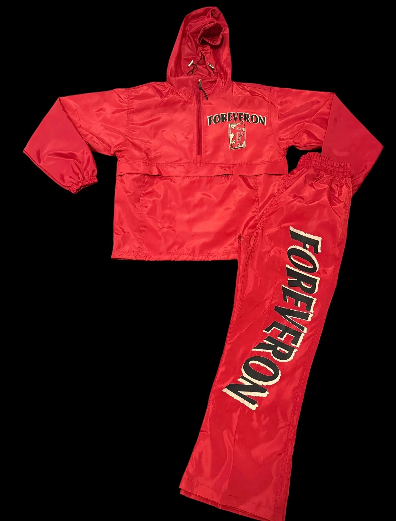 FOREVERON Red Windbreaker Jacket &amp; Pants Set