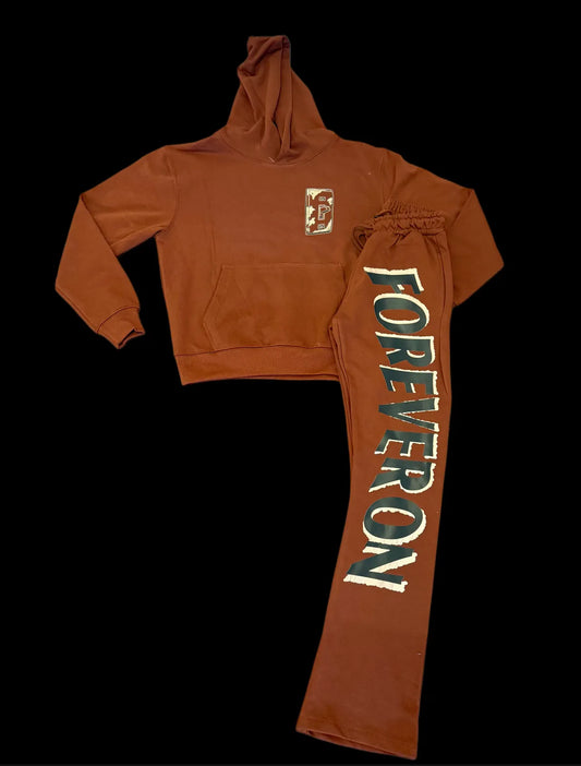FOREVER ON Burnt Orange Sweatshirt & Sweatpants Set