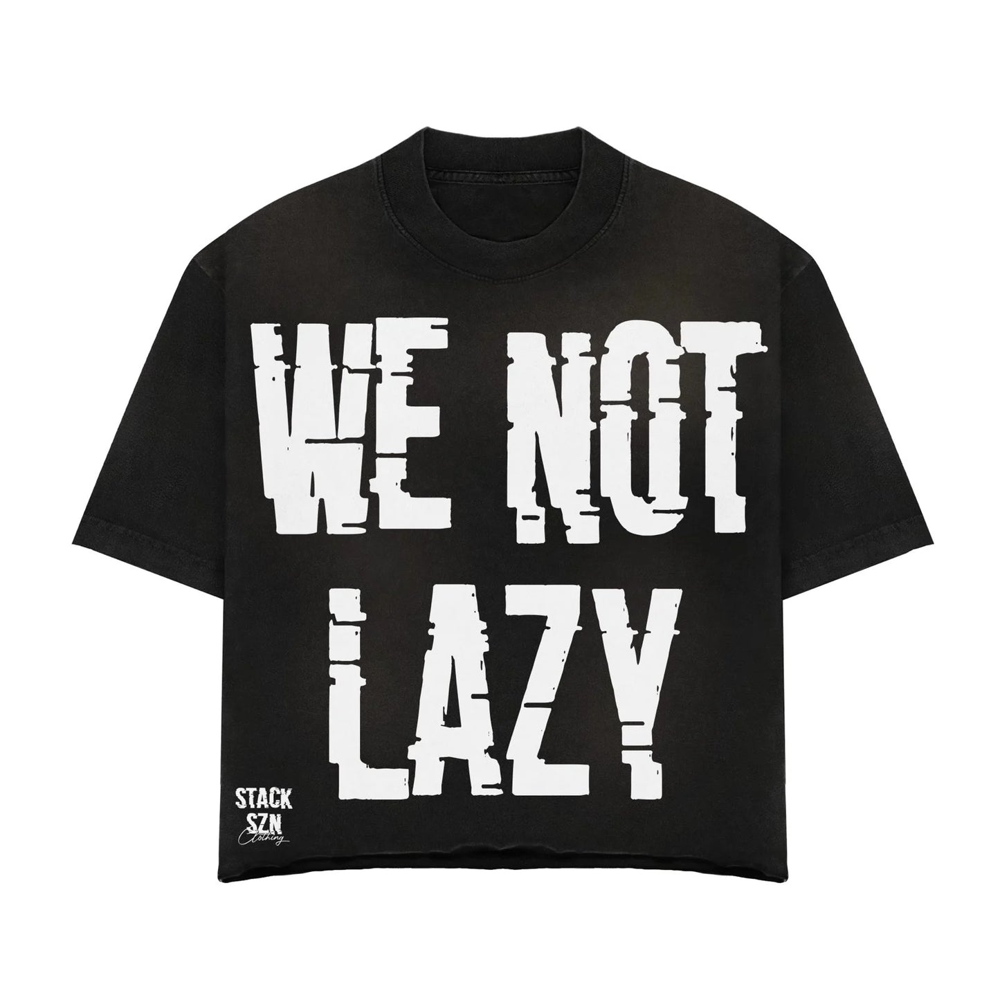 STACKSZN "WE NOT LAZY" Black Graphic Tee