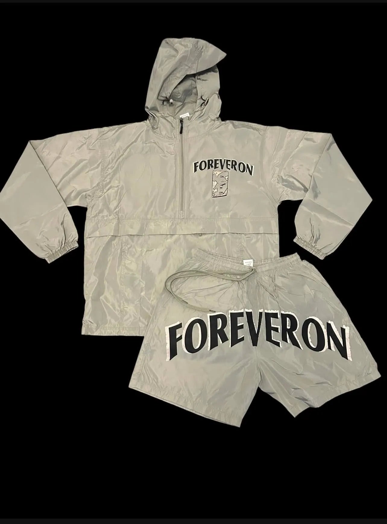 FOREVERON Light Grey Windbreaker &amp; Shorts Set