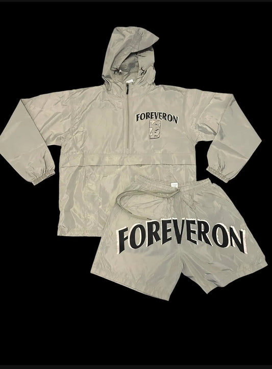 FOREVERON Light Grey Windbreaker &amp; Shorts Set