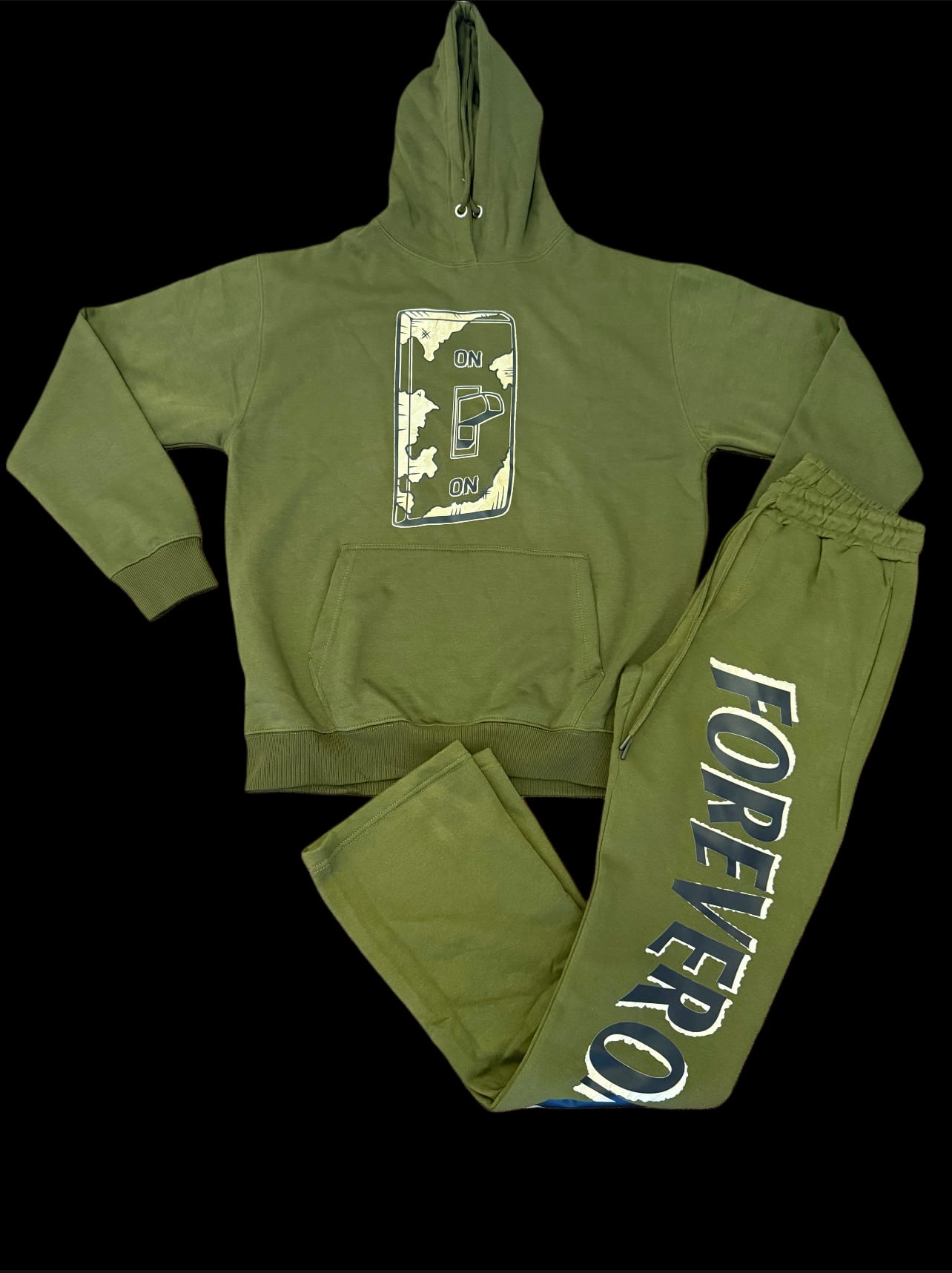 FOREVERON Olive Green Sweatsuit Set