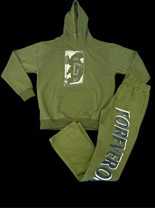 FOREVERON Olive Green Sweatsuit Set