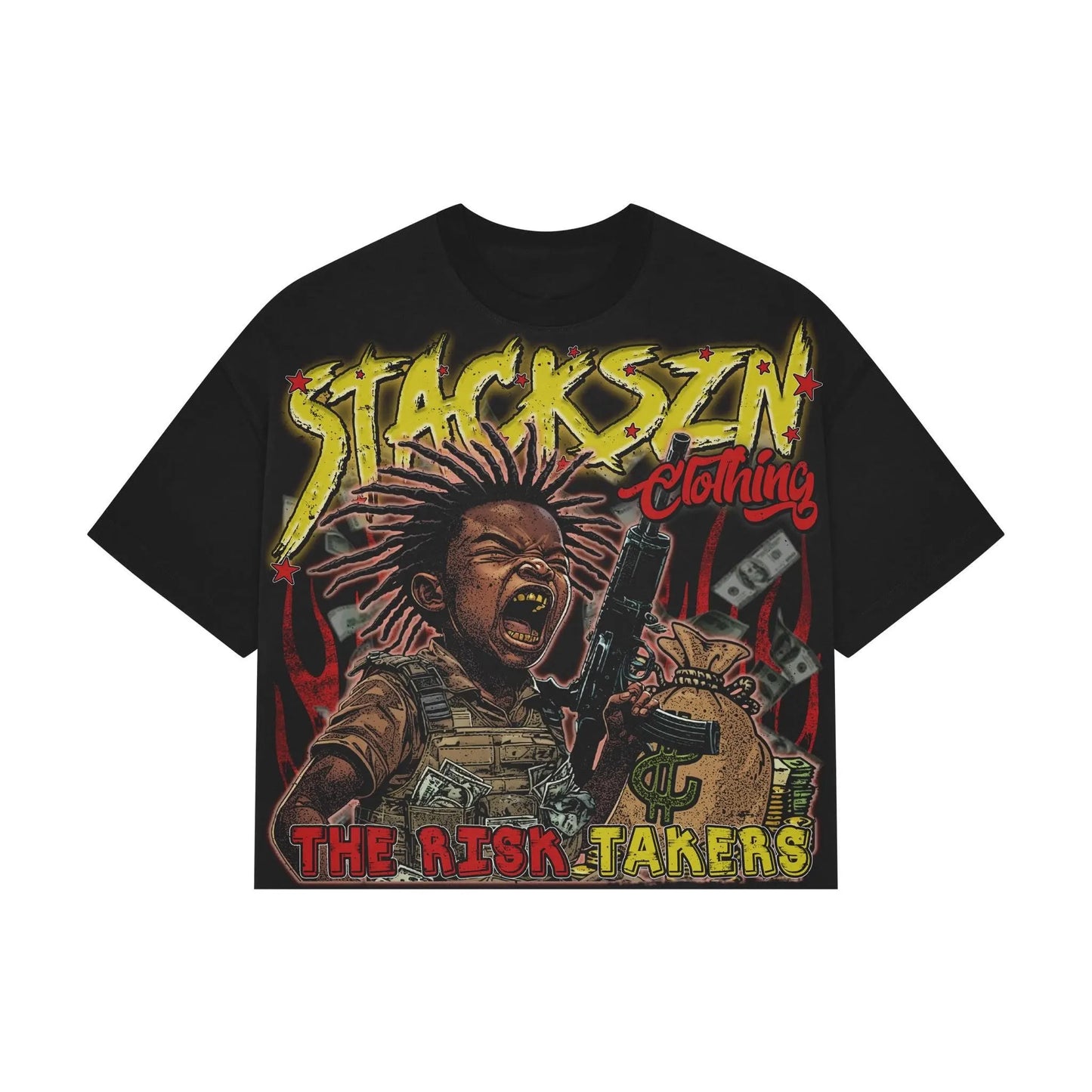 STACKSZN "The Risk Takers" Black Graphic Tee